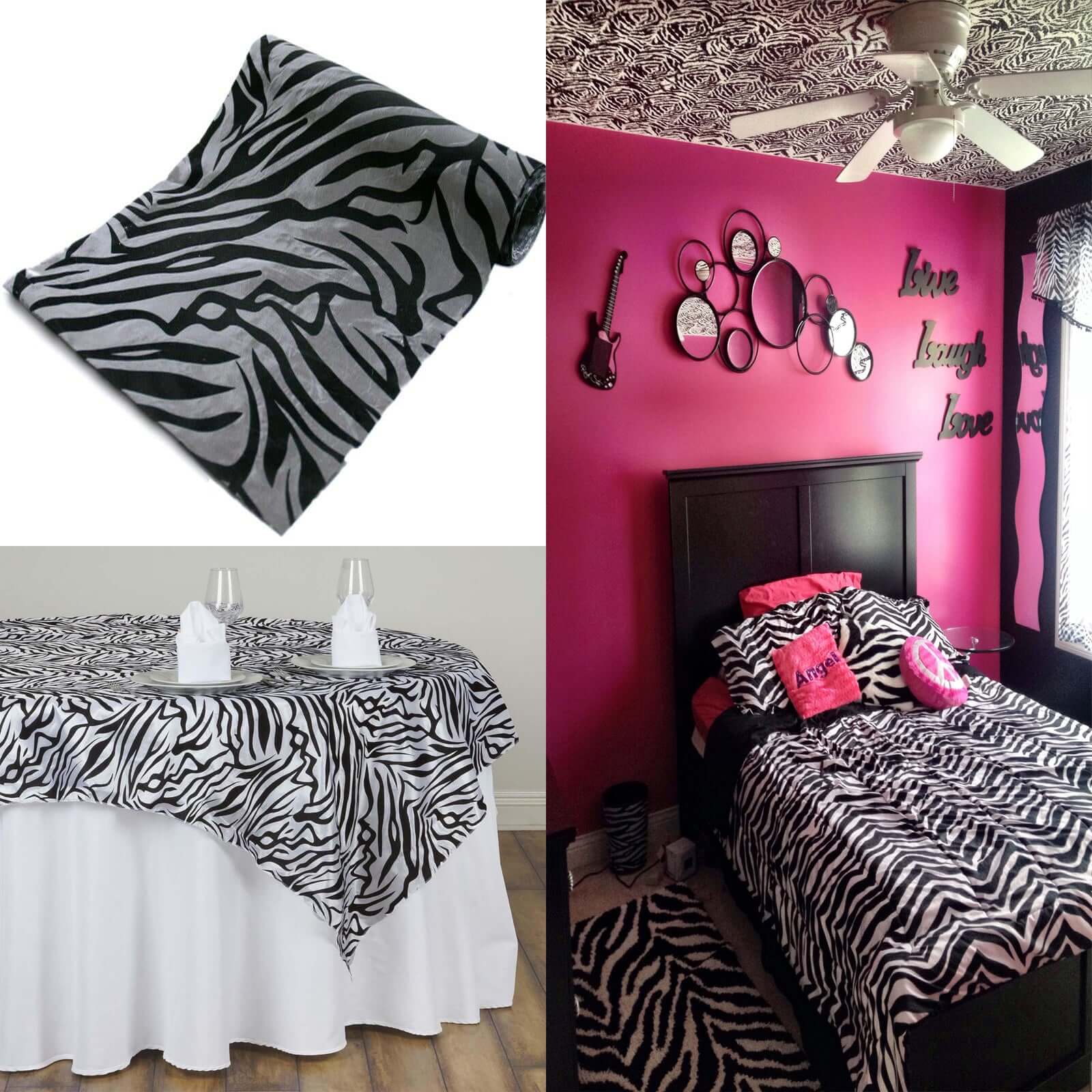 54"x10 Yards Purple Zebra Animal Print Taffeta Fabric Roll