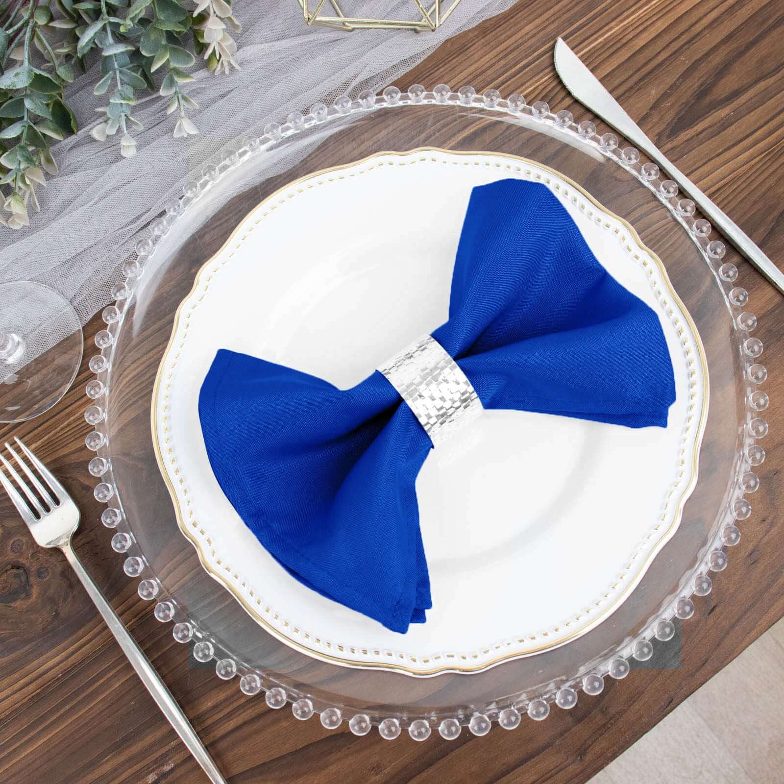 5 Pack Polyester 17"x17" Napkins Royal Blue - Durable & Wrinkle Resistant Dinner Napkins