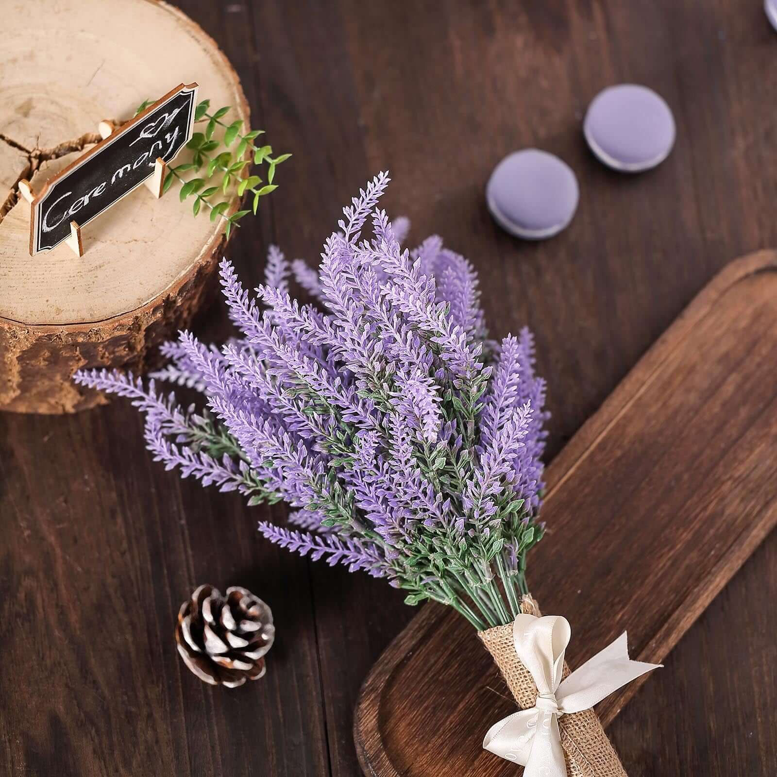 4 Bushes 14" Artificial Lavender Lilac Flower Plant Stems Greenery Bouquet