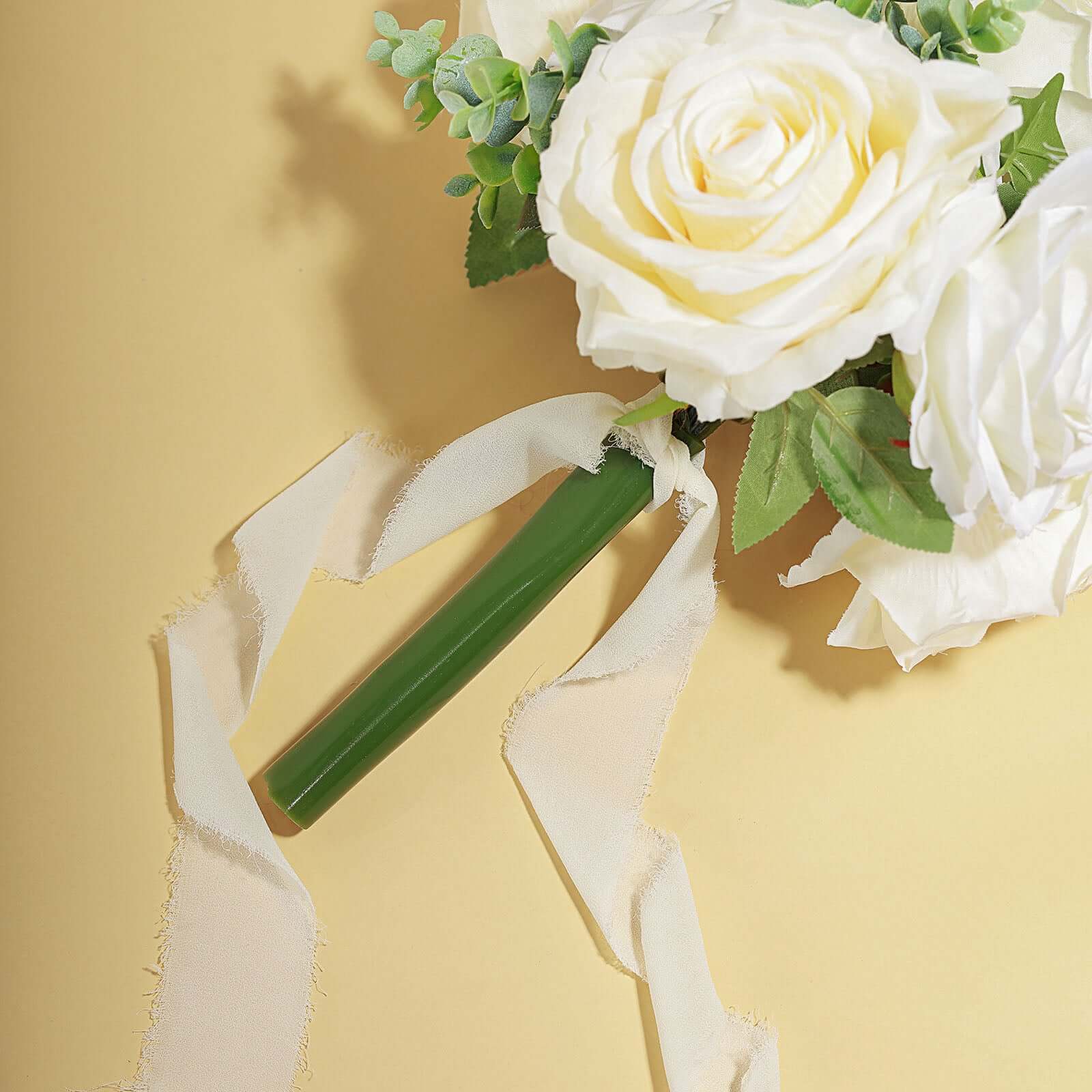 2 Pack 6yd Ivory Silk-Like Chiffon Linen Ribbon Roll For Bouquets, Wedding Invitations Gift Wrapping