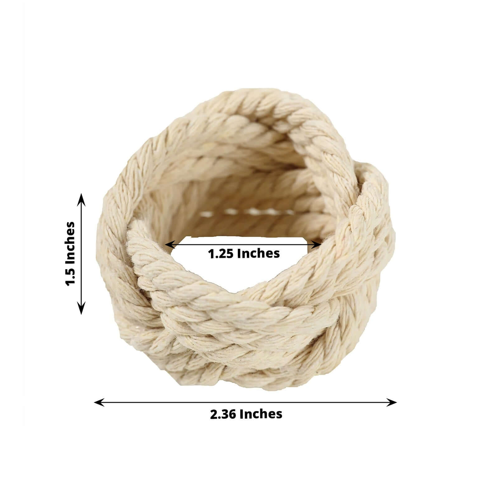 4 Pack Rustic Cream Burlap Napkin Rings, Handmade Braided Jute Napkin Holders