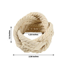 4 Pack Rustic Cream Burlap Napkin Rings, Handmade Braided Jute Napkin Holders