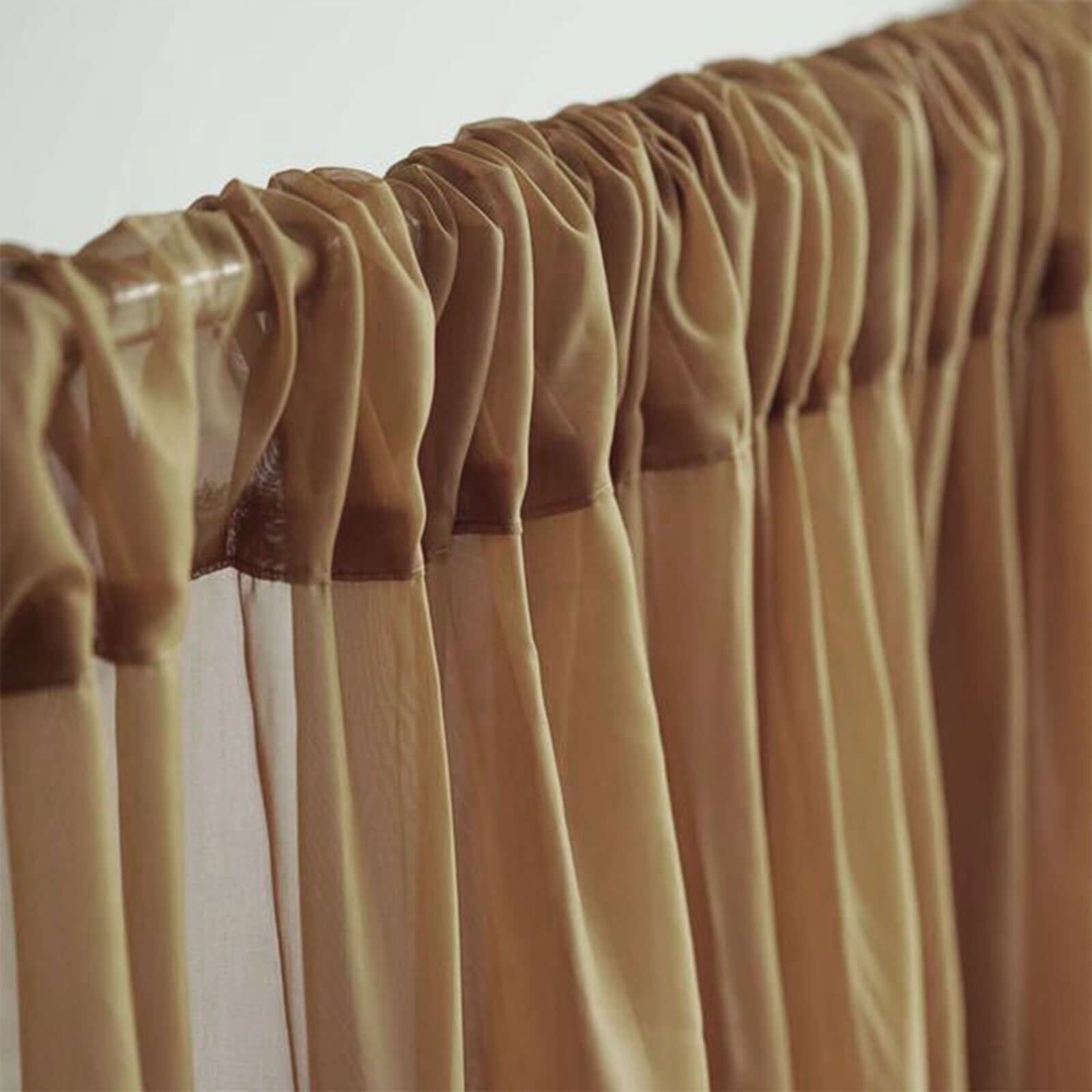 2 Pack Gold Sheer Chiffon Event Curtain Drapes, Durable Flame Resistant Premium Organza Backdrop Event Panels With Rod Pockets - 10ftx10ft