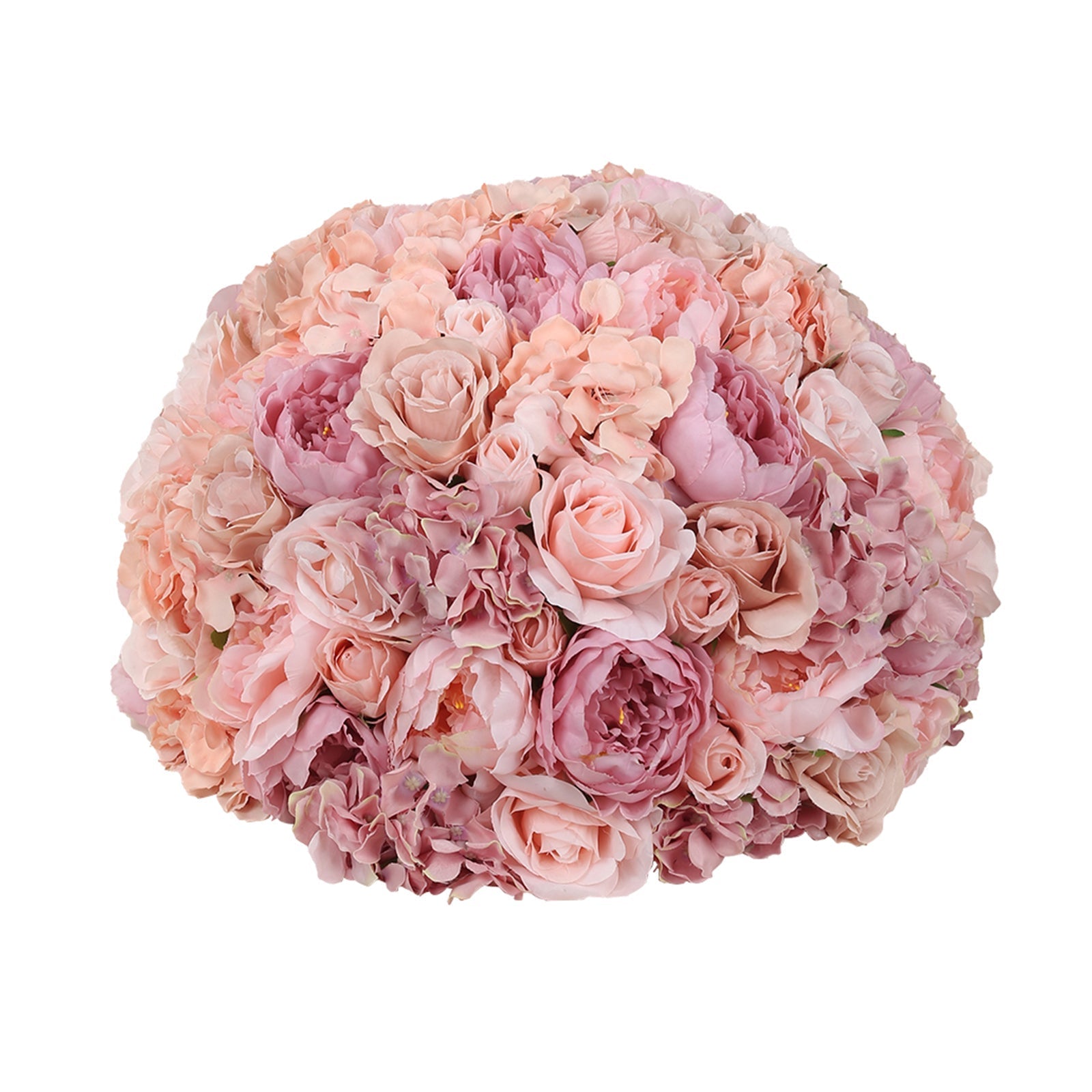 Pre-Arranged Silk Rose Bouquet Floral Arrangement Table Decor, Large Blush Artificial Rose Flower Balls Wedding Centerpieces - 20"