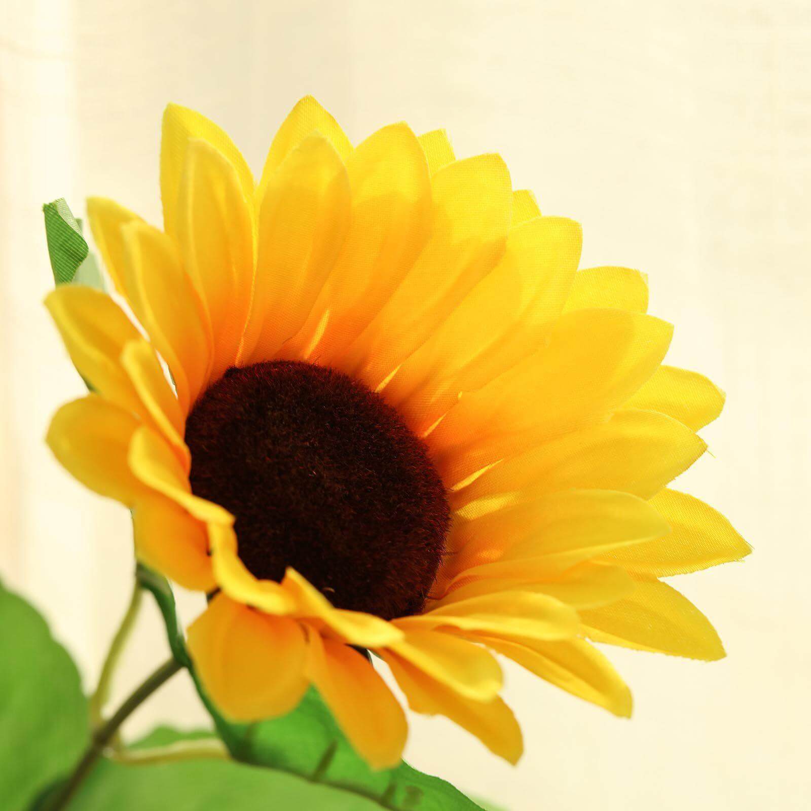5 Bushes 45 Large Yellow Artificial Silk Blossomed Sunflowers