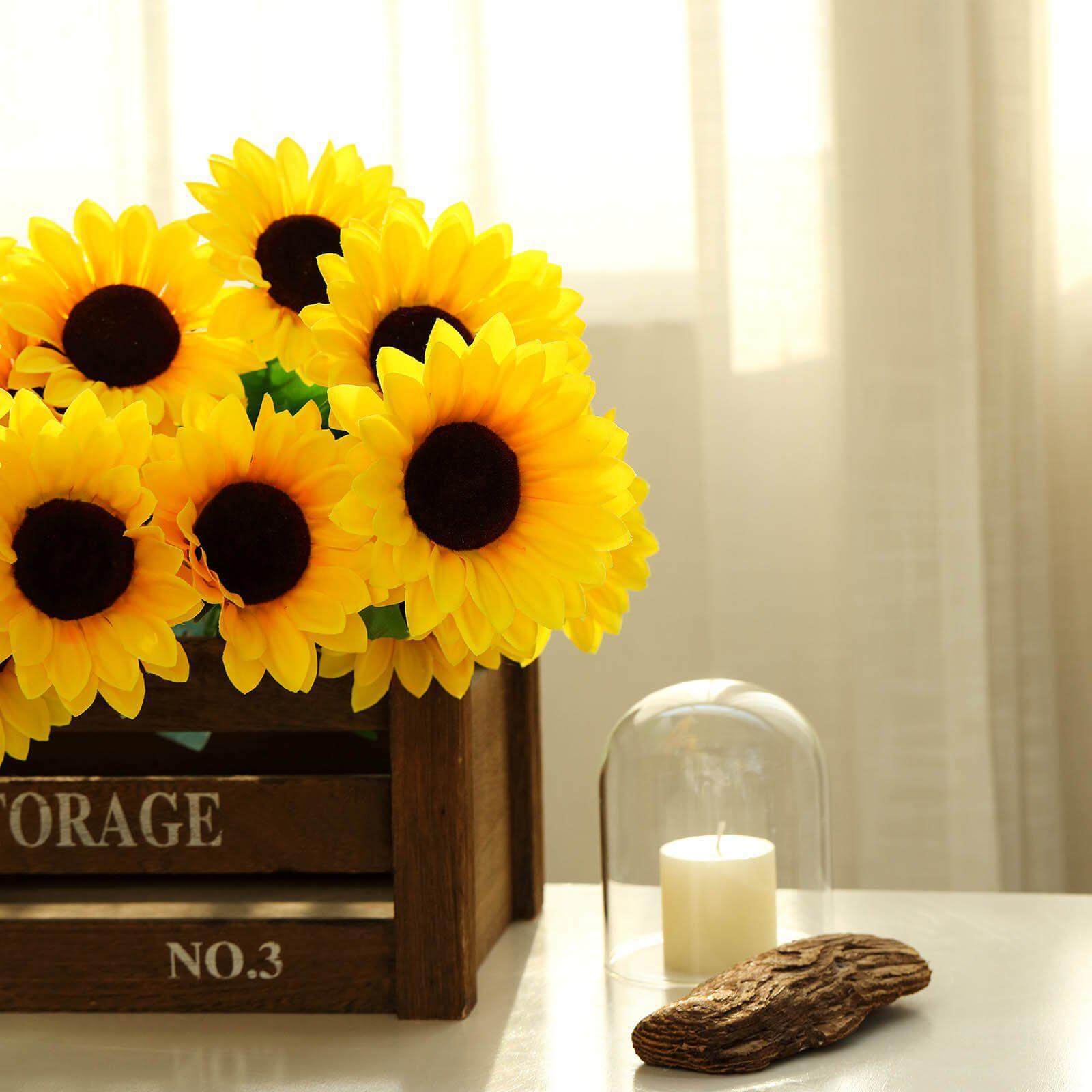 5 Bushes 45 Large Yellow Artificial Silk Blossomed Sunflowers