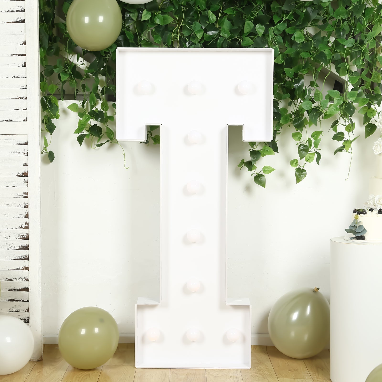 Giant LED Marquee Light Up Letter "T", White 4ft Pre-Cut Foam Board with 10 Warm White Battery Operated LEDs, Glue Gun and Sticks