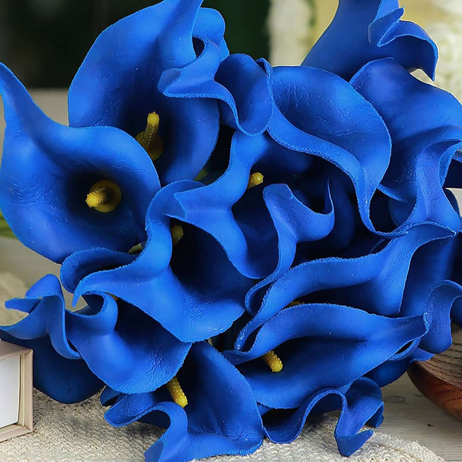 20 Stems 14" Royal Blue Artificial Poly Foam Calla Lily Flowers