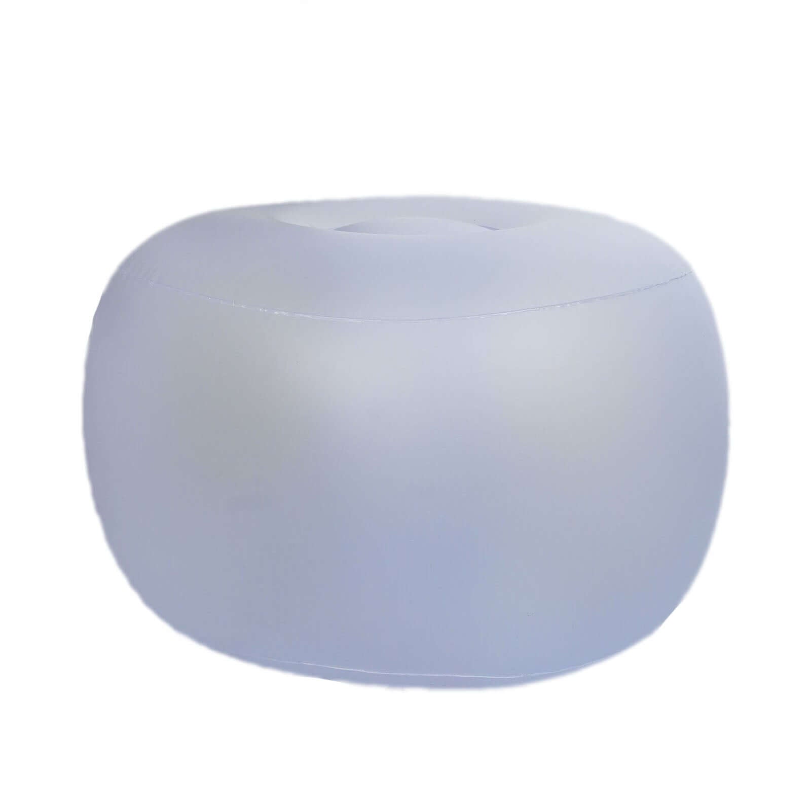 22" Color Changing LED Light Up Inflatable Pouf Ottoman, Waterproof Illuminated Remote Battery Operated Furniture