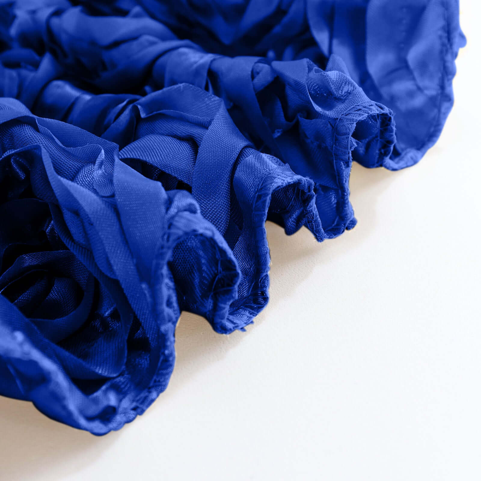 Satin 90"x132" Rectangle Tablecloth Royal Blue - Grandiose 3D Rosette Seamless Table Cover