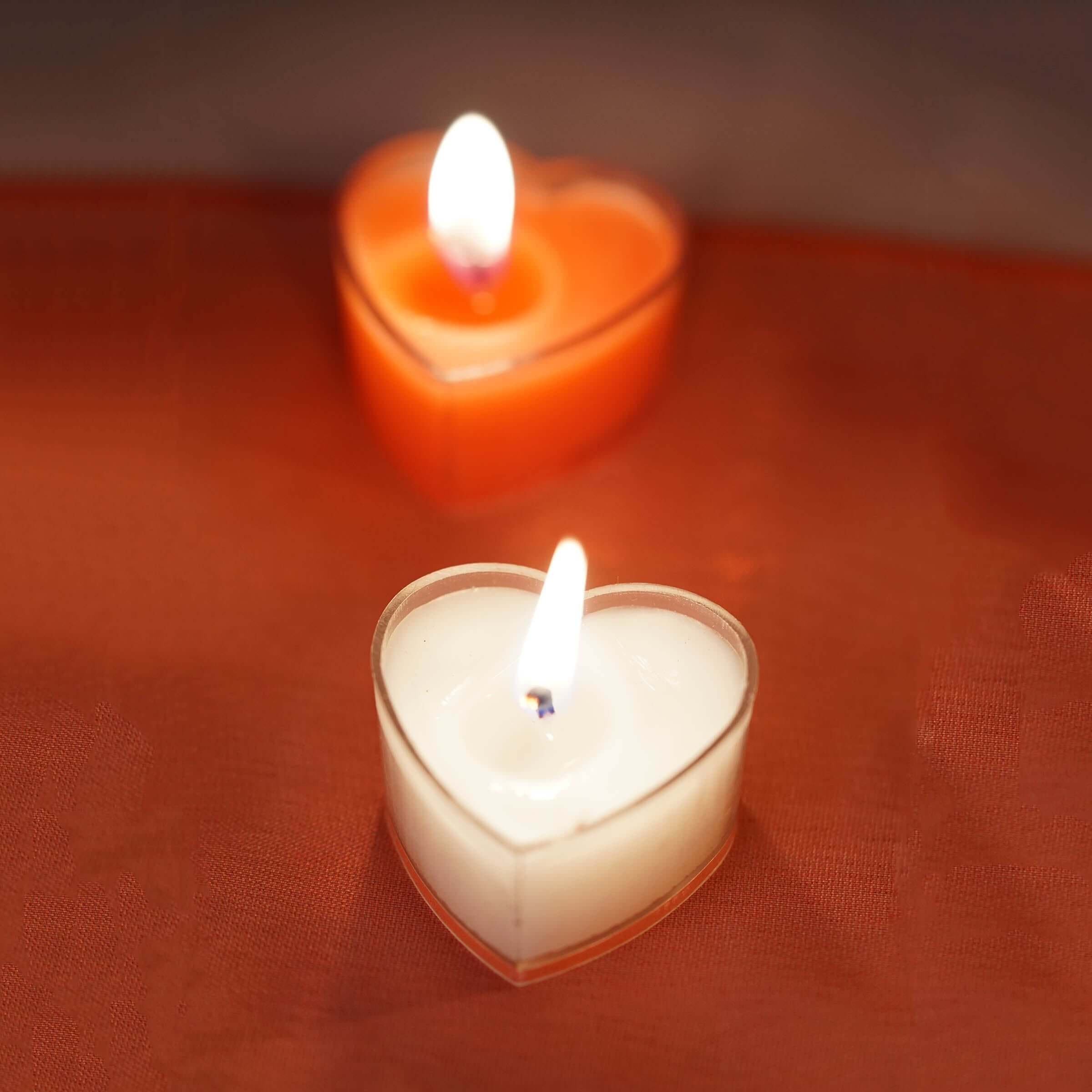 12-Pack Tealight Candles Heart Shaped Design Red - Valentines Decor for Romantic Settings Mini