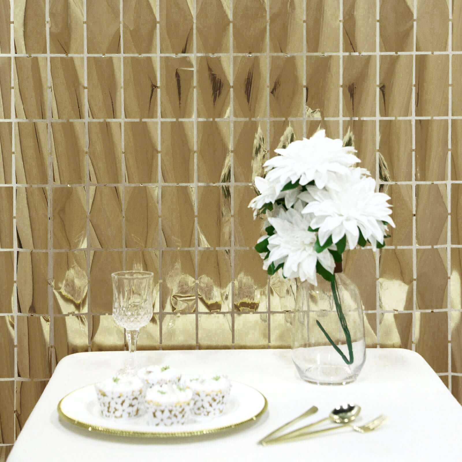 Shiny Champagne Metallic Foil Rectangle Curtain Party Backdrop Door Window Curtain - 3ftx6.5ft