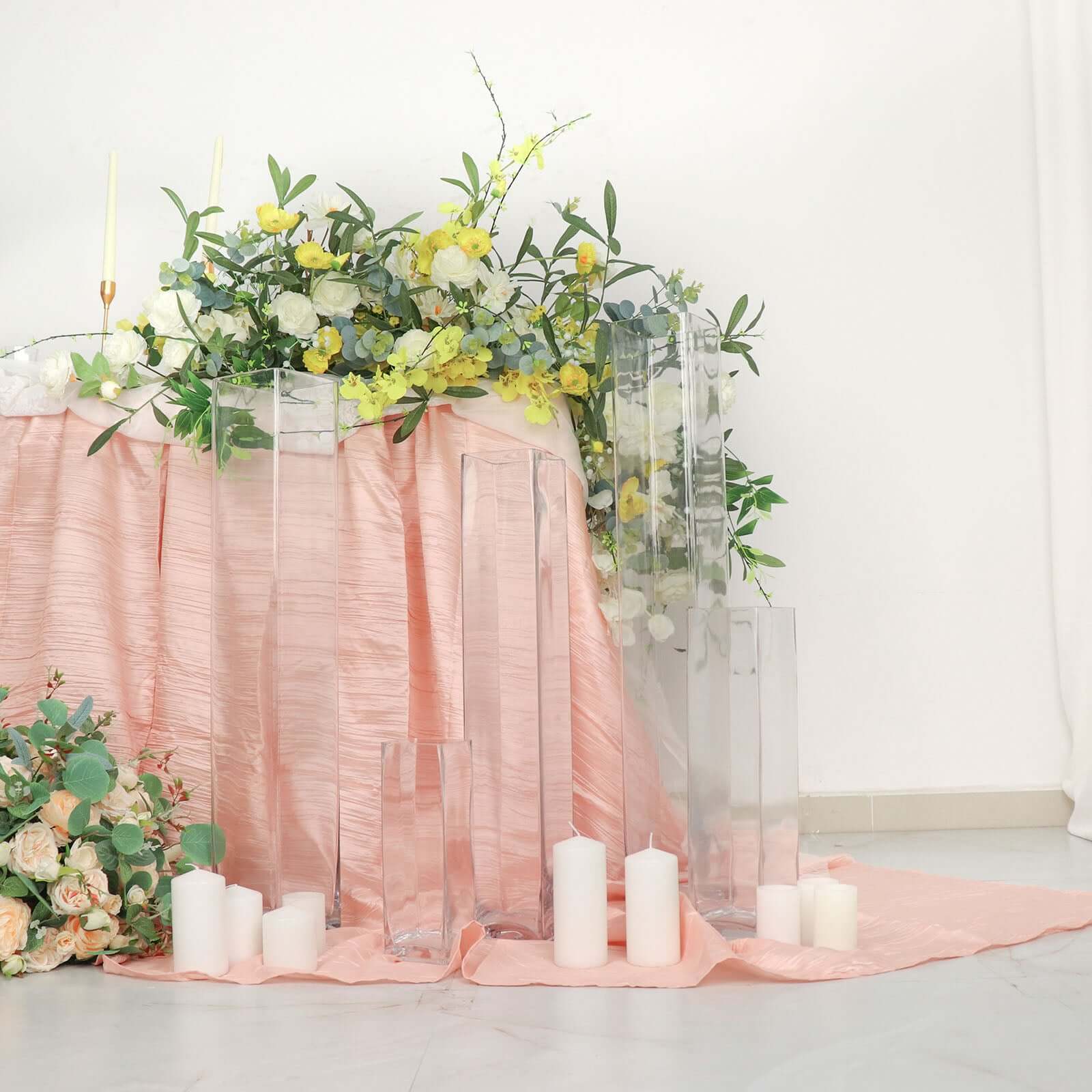 2-Pack Glass Cylinder Vases Square Clear - Durable Heavy Duty Floral Centerpieces for Weddings 32"
