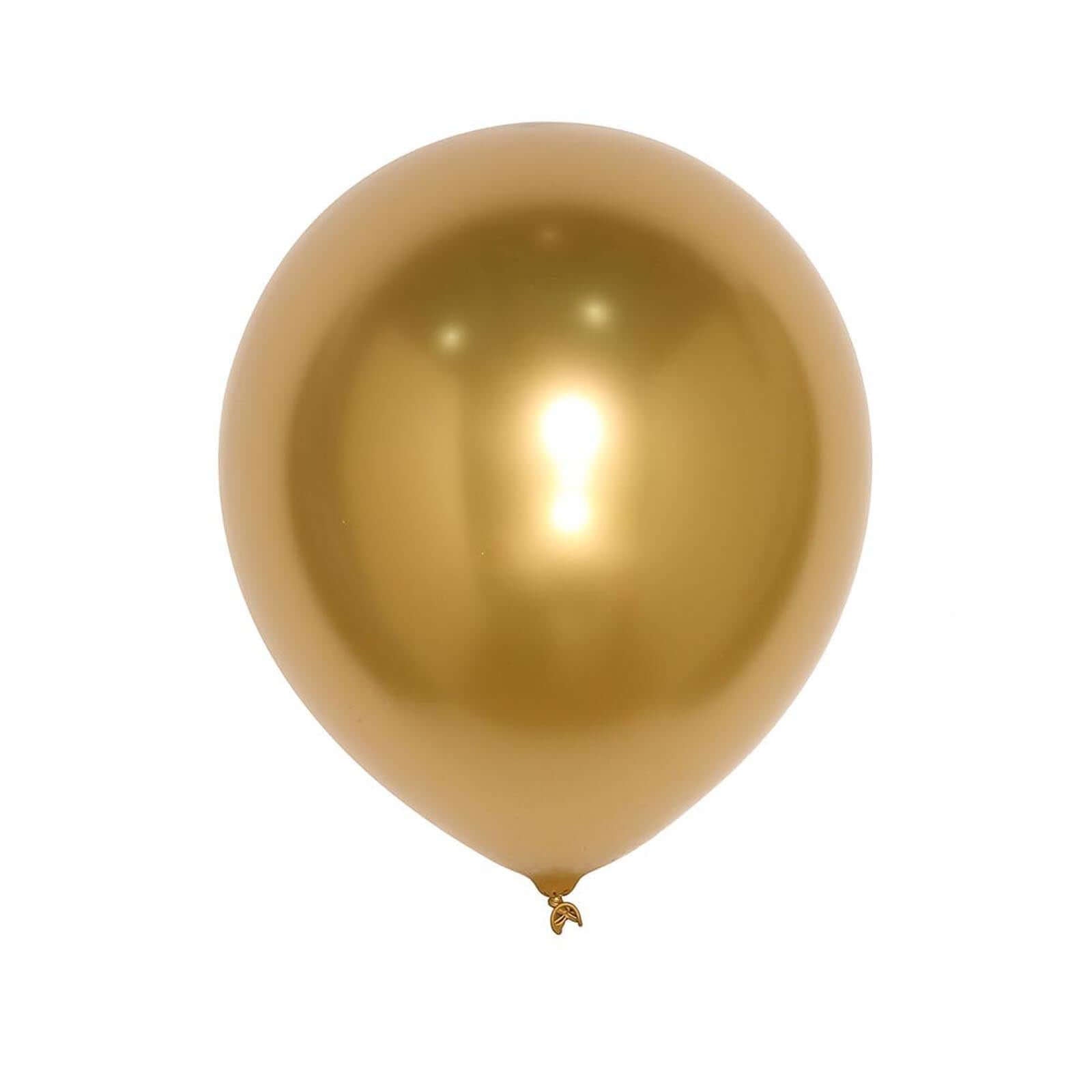 25 Pack 12" Metallic Chrome Gold Latex Helium or Air Party Balloons