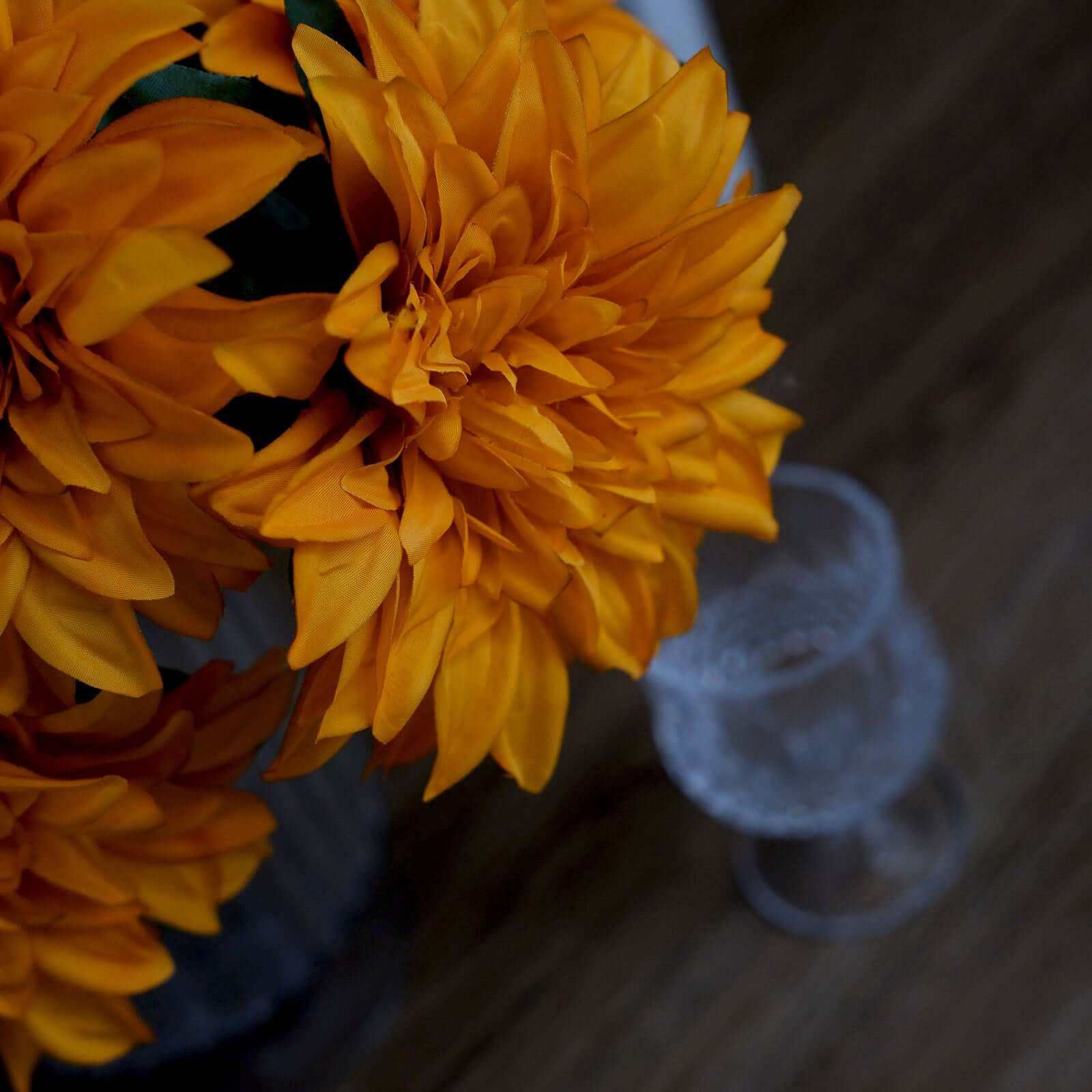 2 Bouquets 20" Orange Artificial Silk Dahlia Flower Spray Bushes