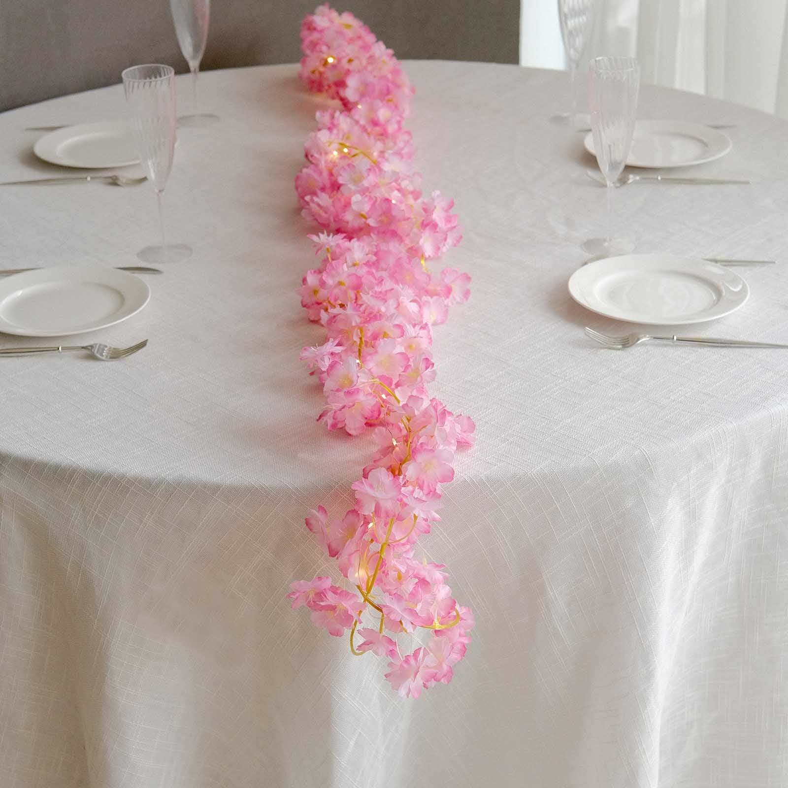 20 LED Garland Fairy String Lights Cherry Blossom Design Pink Warm White - Battery Operated Party Décor 6ft