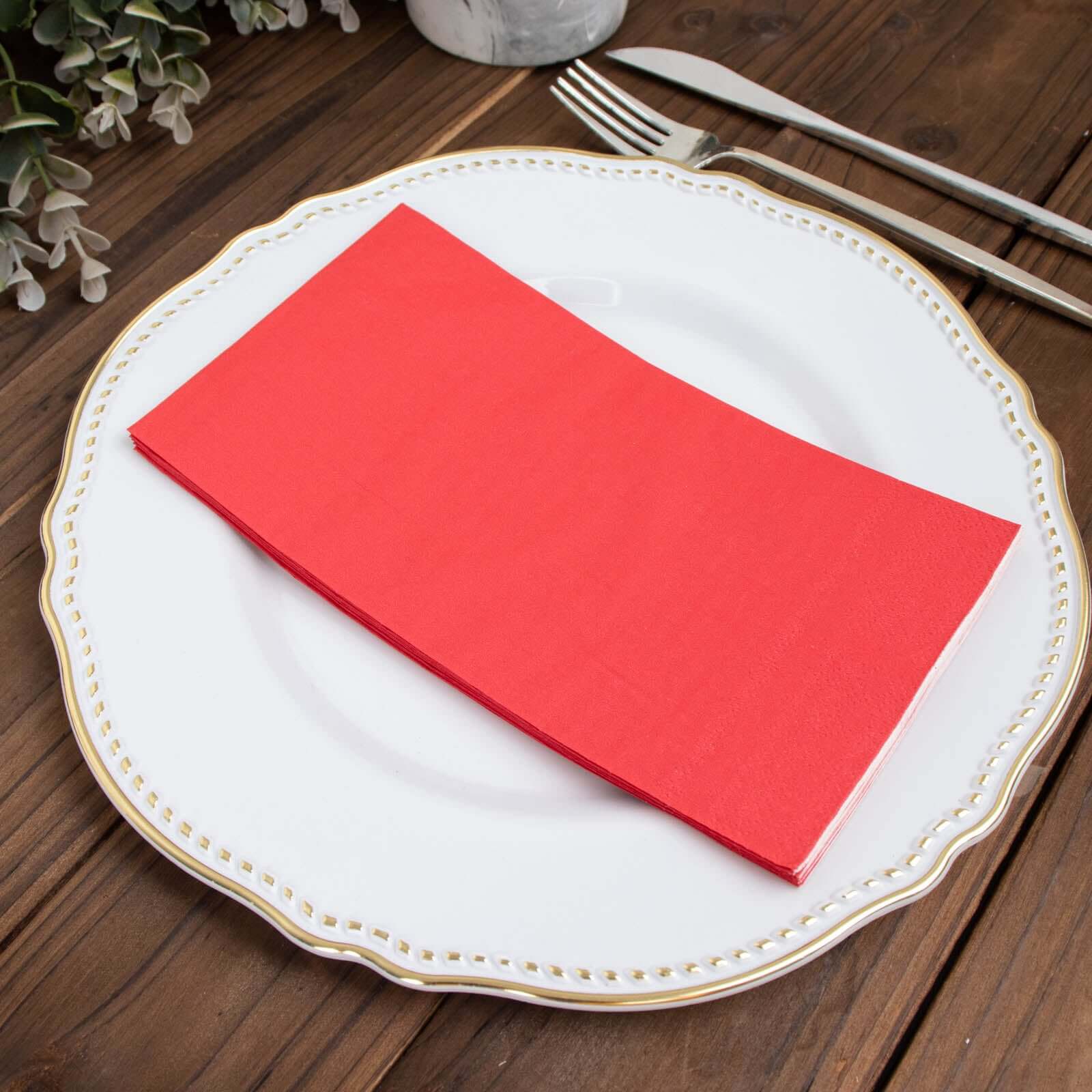 50-Pack Paper Napkins Soft Red - Disposable 2-Ply Cocktail and Beverage Napkins for Weddings