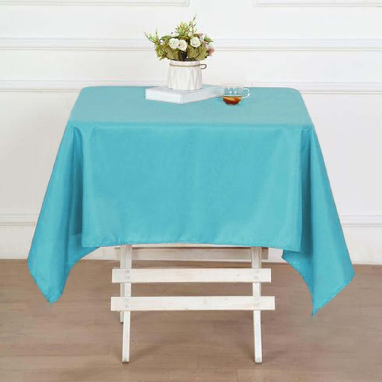 Polyester Square 54"x54" Tablecloth Turquoise - Wrinkle-Resistant & Durable Table Cover