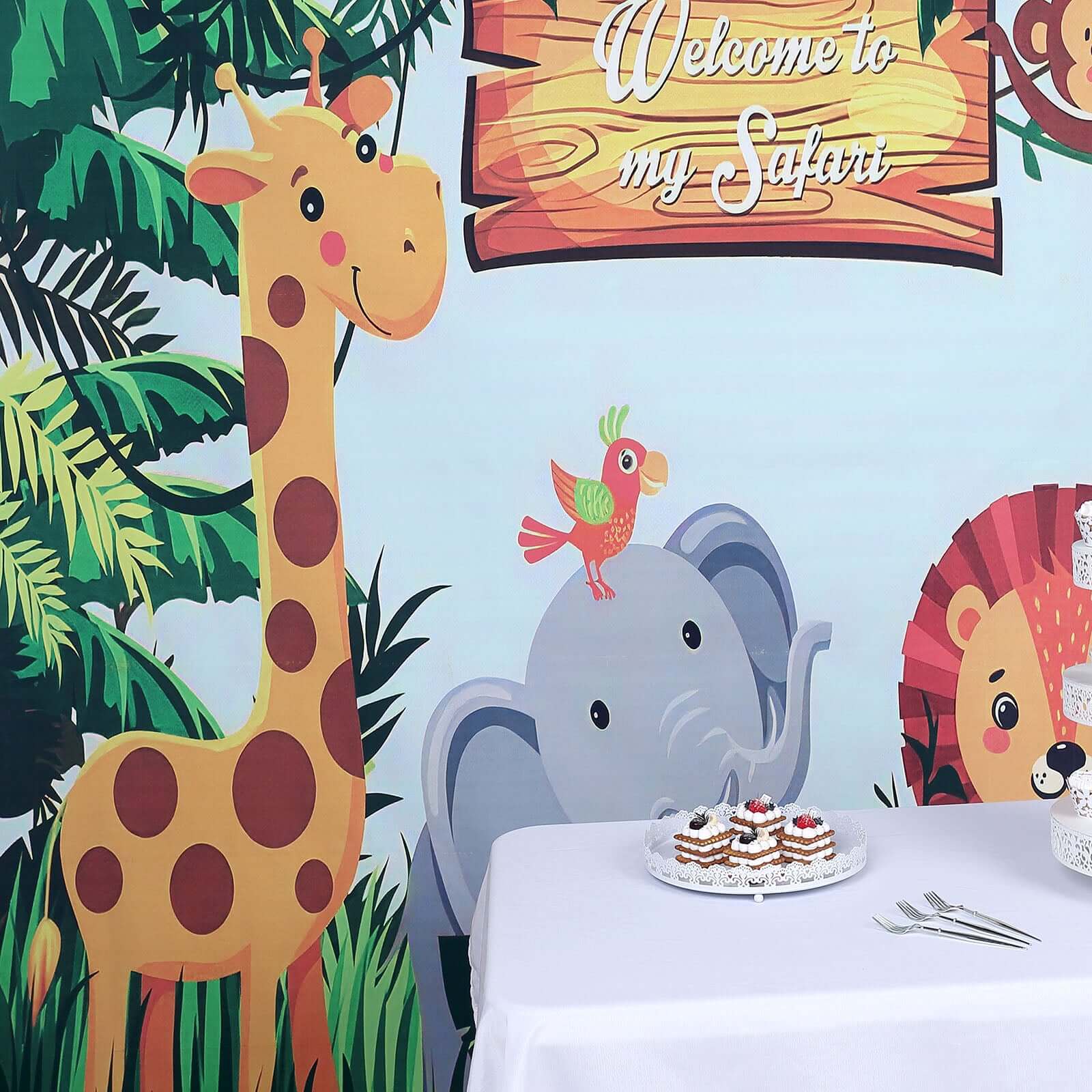 8ftx8ft Jungle Animal "Welcome To My Safari" Vinyl Photo Backdrop