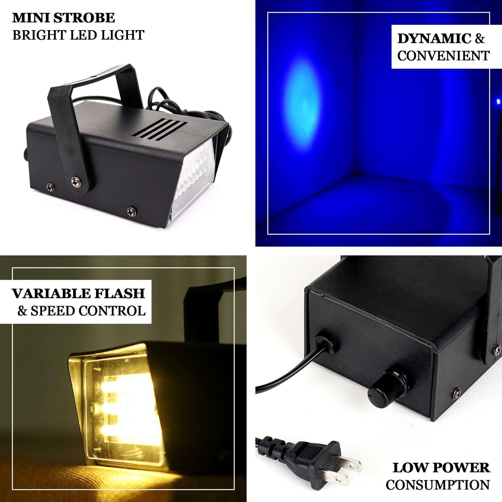 35W Mini Strobe Light with 24 Bright Warm White LEDs, Stage Uplight with Variable Flash and Speed Control