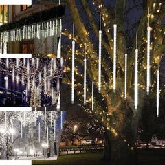 8 Tubes LED Hanging String Lights Icicle Design Clear - Waterproof Snowfall Effect 12"