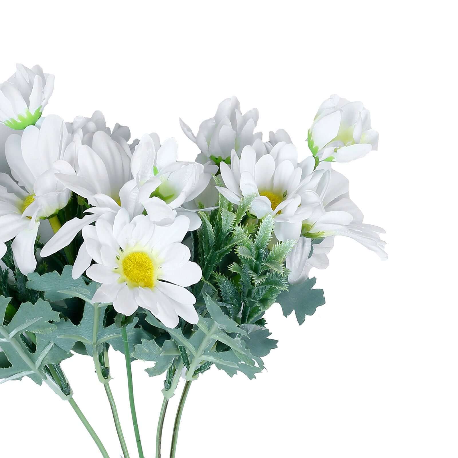 4 Bushes 11" White Artificial Silk Daisy Flower Bouquet Branches