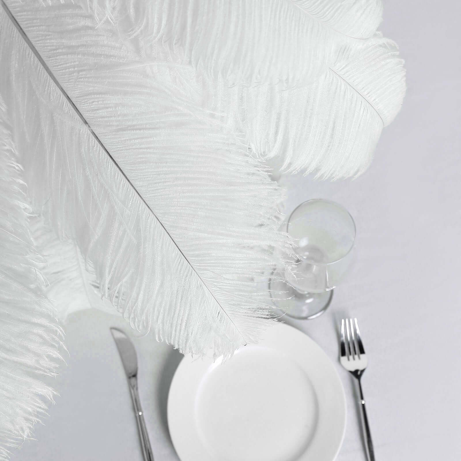 12 Pack White Natural Plume Ostrich Feathers Centerpiece Filler - 24"-26"
