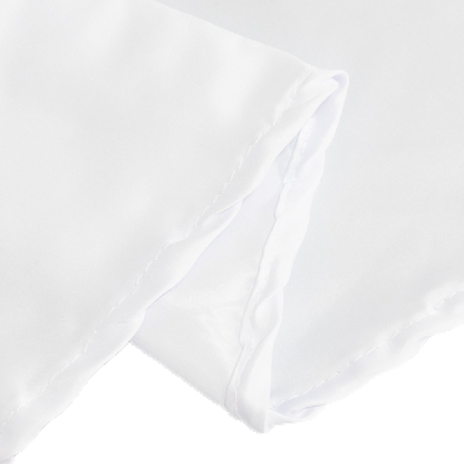 Lamour Satin 120" Round Tablecloth White - Seamless Table Cover with Soft Tempered Sheen for Upscale Gatherings