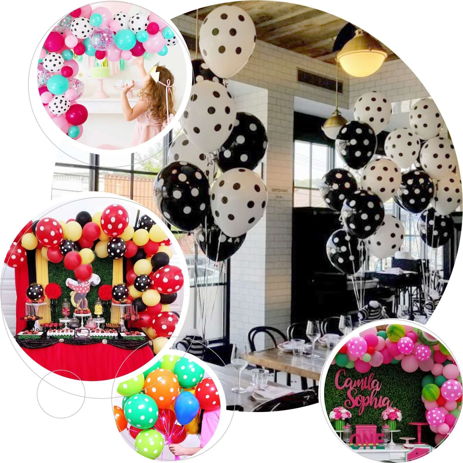 25 Pack 12" Yellow and White Fun Polka Dot Latex Party Balloons