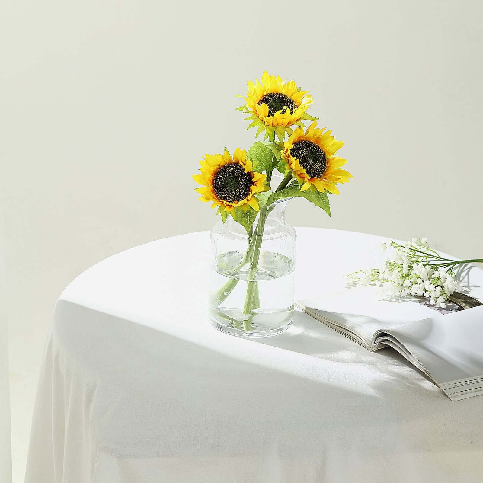 3 Stems 17" Yellow Artificial Silk Sunflower Flower Bouquet Branches