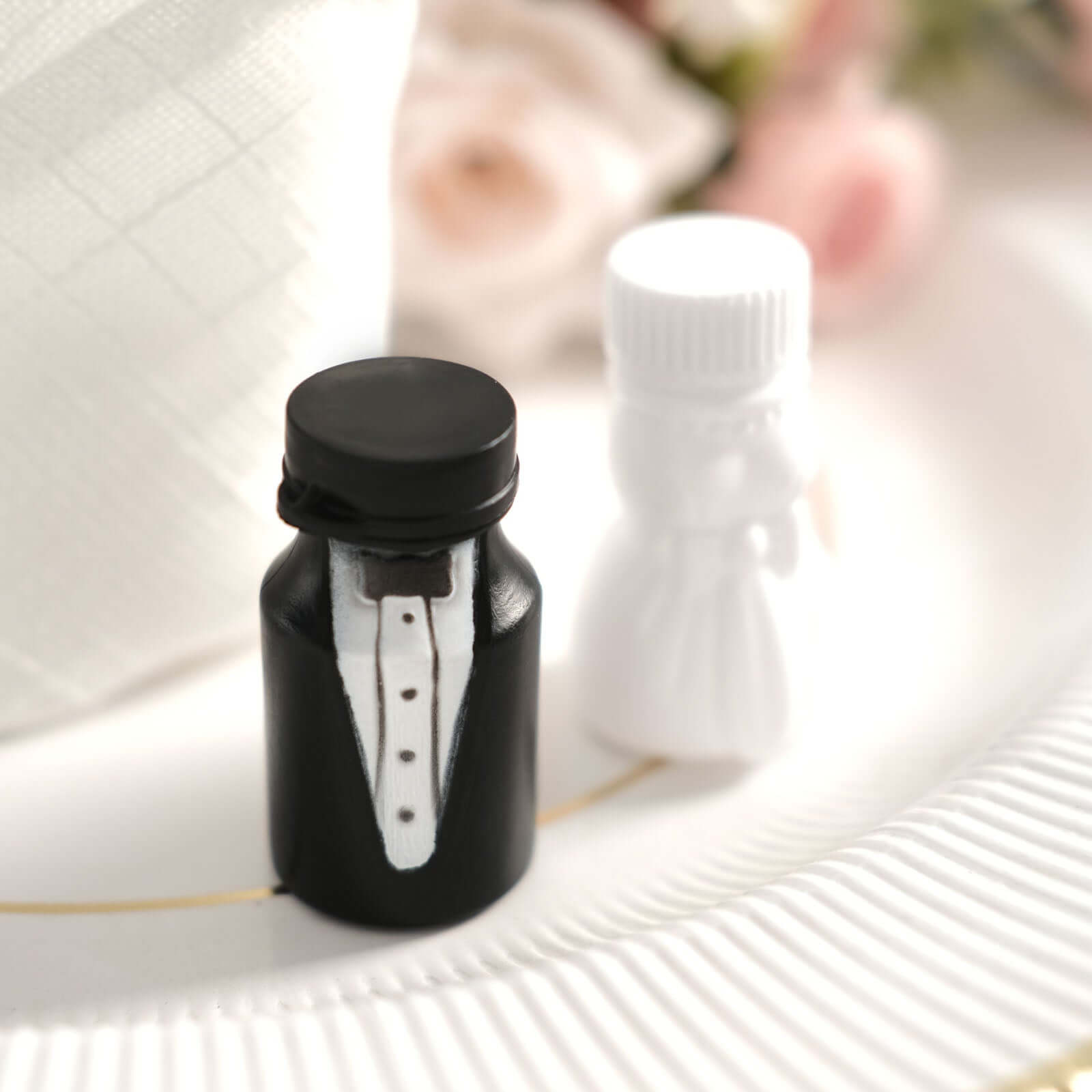 24 Pack Bride and Groom 2" Soap Bubble Bottles Wedding Party Favors, Prefilled Favor Bubbles