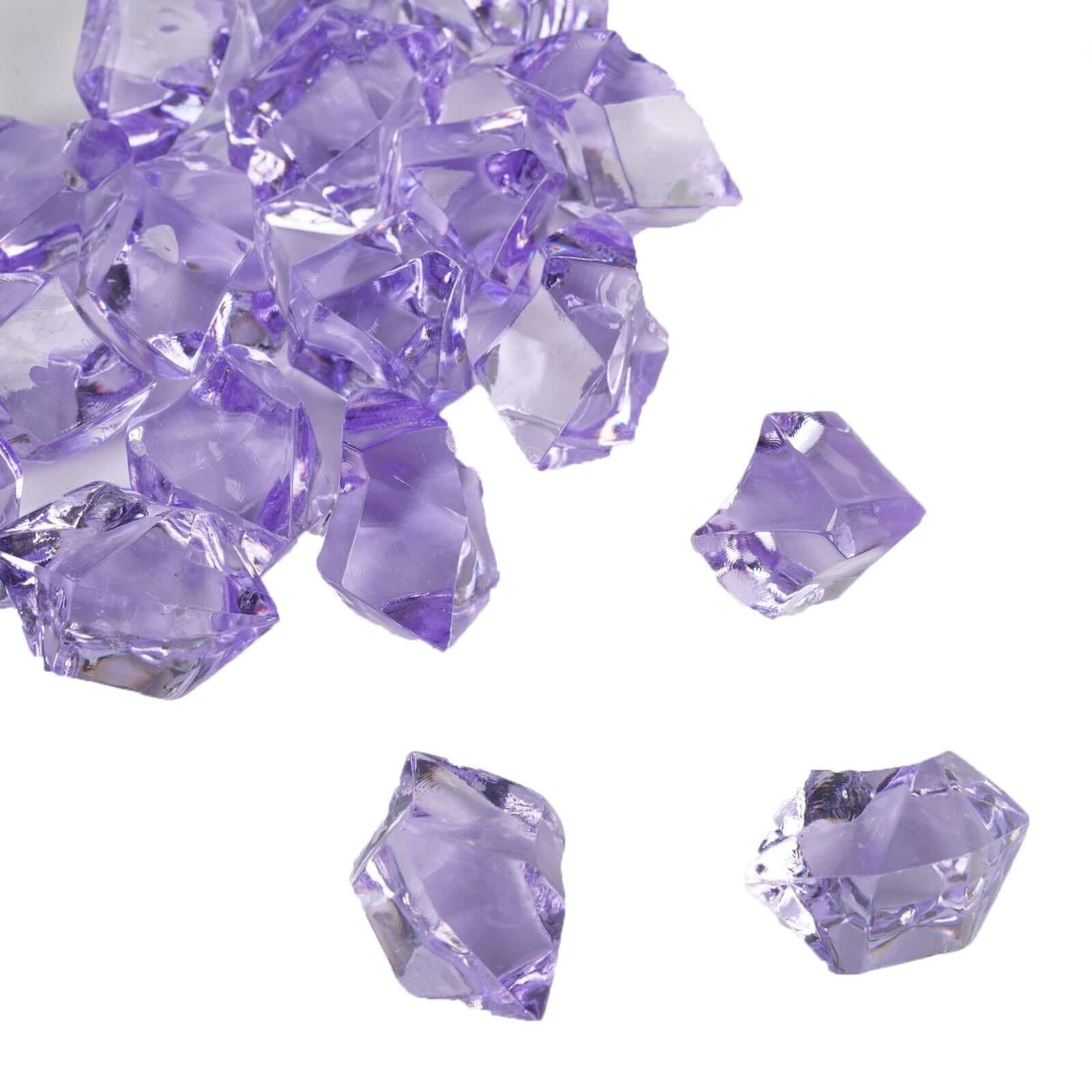 300 Pcs Acrylic Ice Bead Vase Fillers Large Lavender Lilac - Stylish DIY Craft Crystals for Event Decor & Wedding Tables