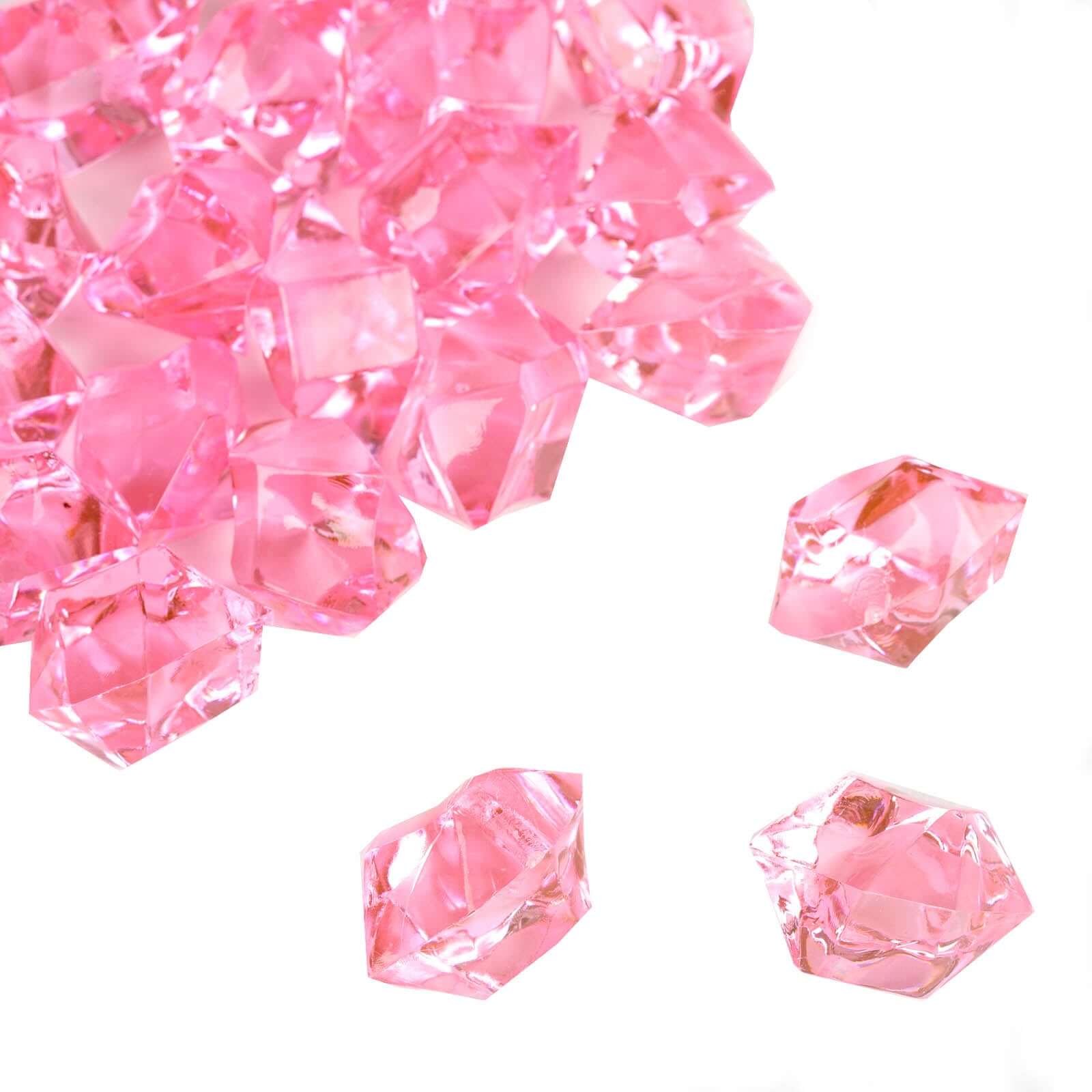 300 Pcs Acrylic Ice Bead Vase Fillers Large Pink - Stylish DIY Craft Crystals for Event Decor & Wedding Tables