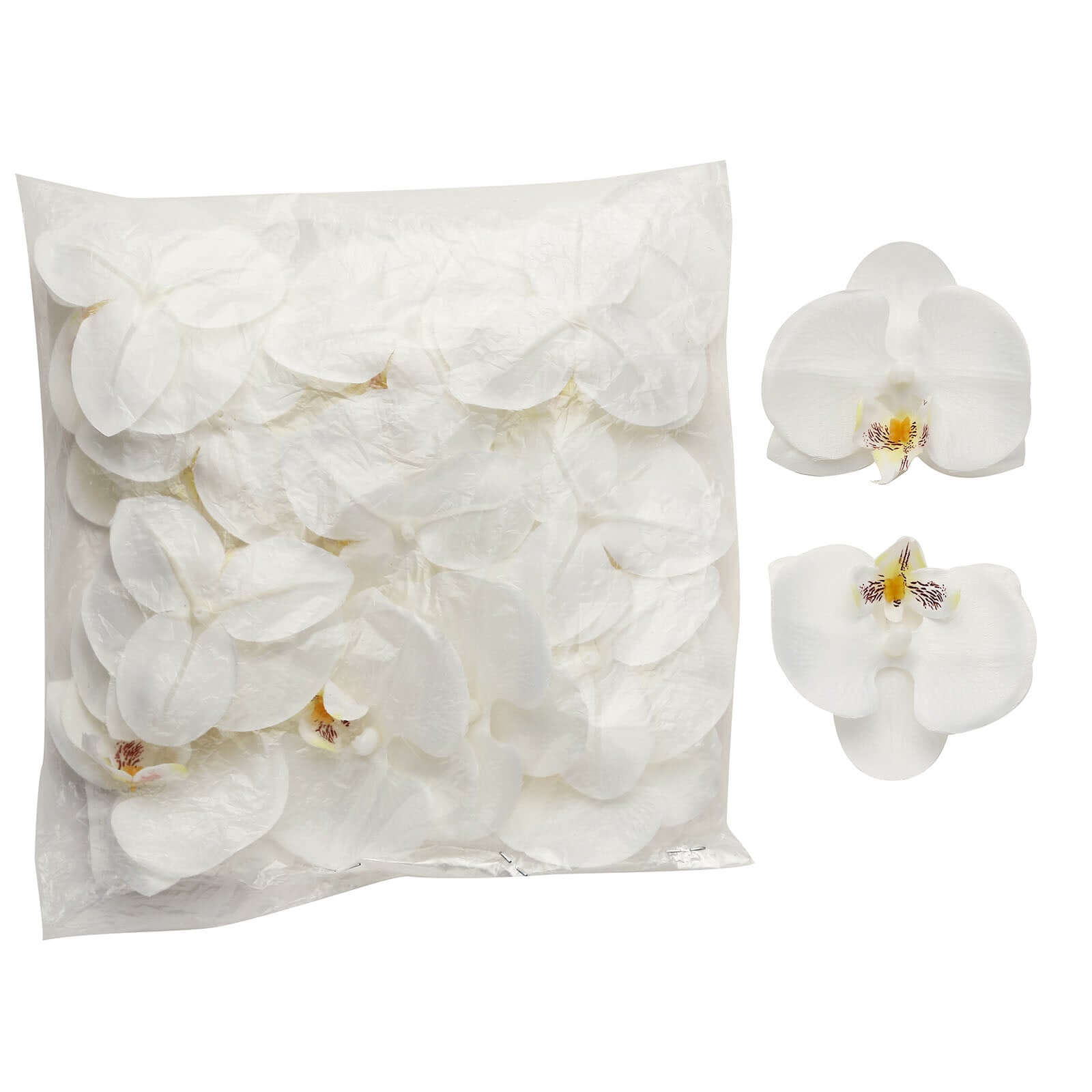 20 Silk Artificial Orchids Flower Heads White - Versatile Floral Accents for DIY Floral Arrangements Corsages & Event Decor 4"