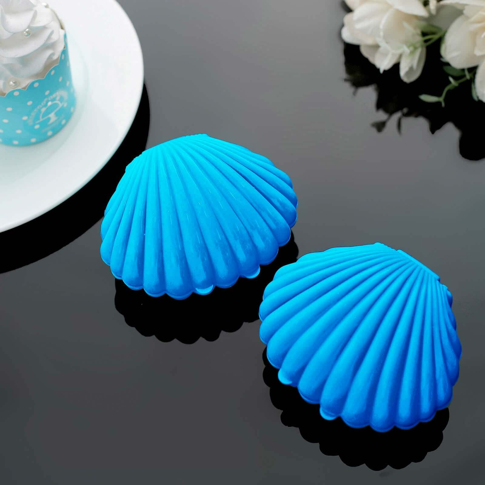 12-Pack Seashell Candy Container Gift Boxes Light Blue Beach Theme - Decorative Mini Favor Boxes for Jewelry 3.5"