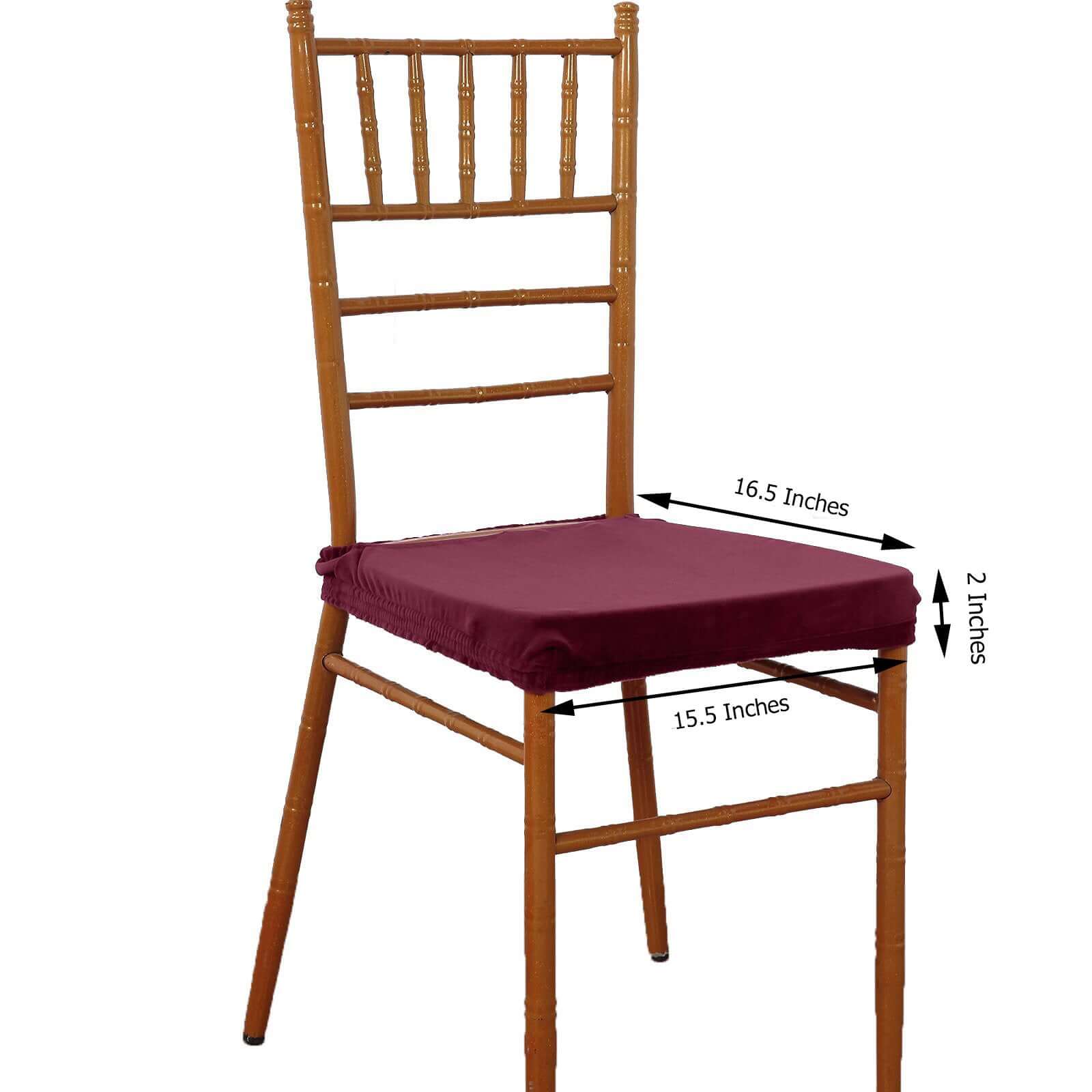 Velvet Chair Cushion Protector Stretch with Tie for Dining Chairs Burgundy - Durable Cover for Formal Gatherings