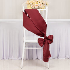 5 Pack Lamour Satin 6"x106" Chair Sashes Burgundy - Stylish Reusable Decorative Bows