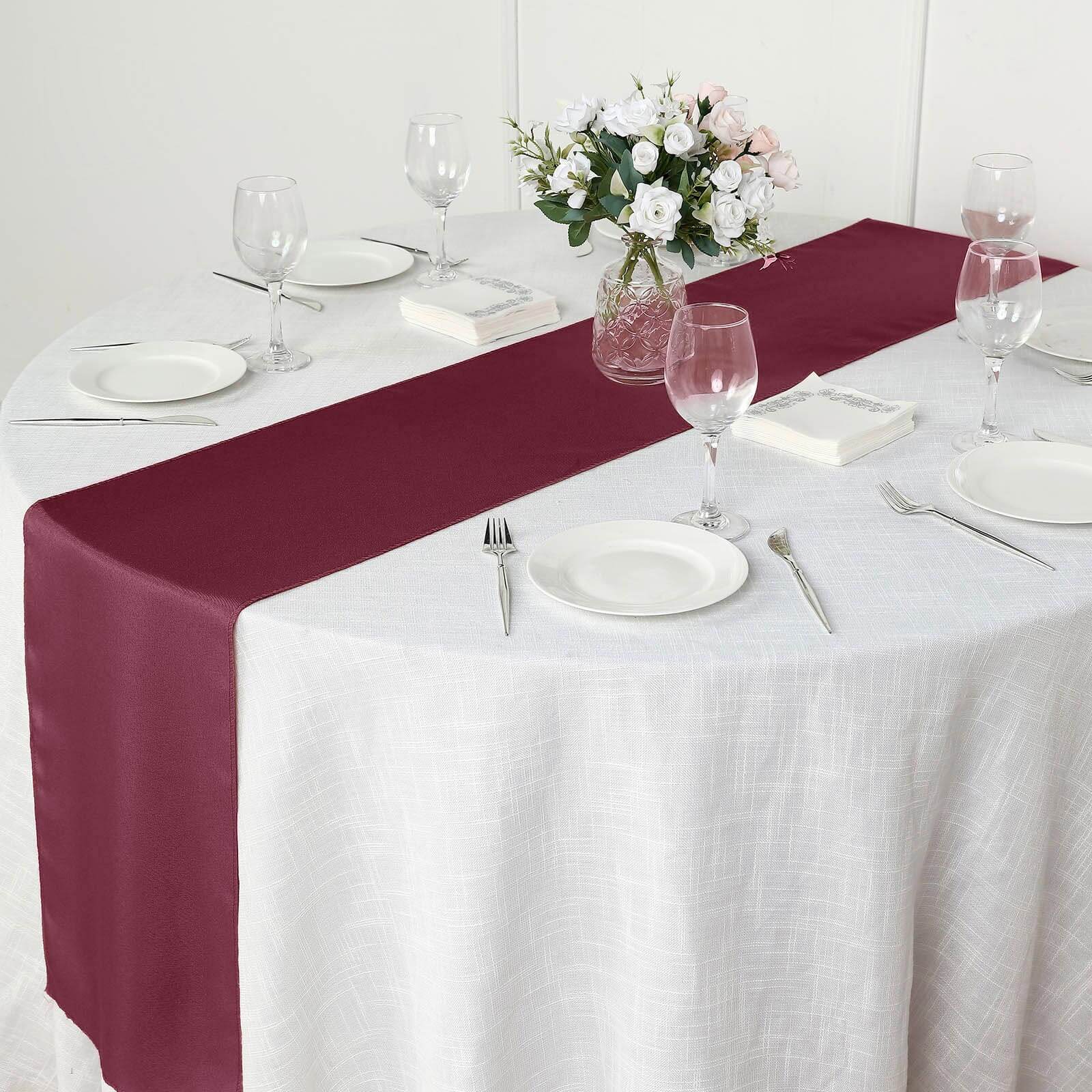 Polyester 12"x108" Table Runner Burgundy - Durable & Wrinkle-Resistant Table Decor
