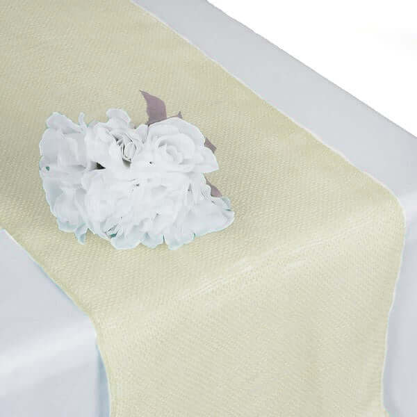 Burlap Jute 14"x108" Table Runner Ivory - Rustic Boho Chic Tabletop Decor