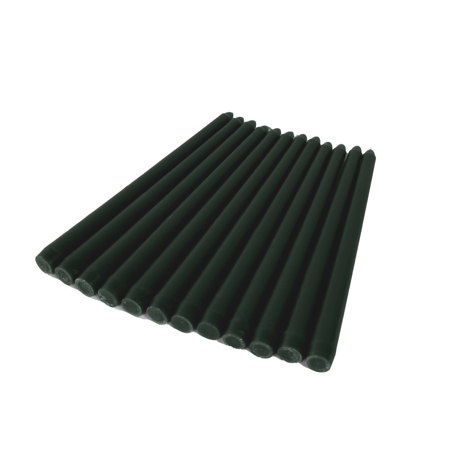 12-Pack Taper Candles Premium Wax Design Hunter Emerald Green - Unscented Candles for Upscale Settings 10"
