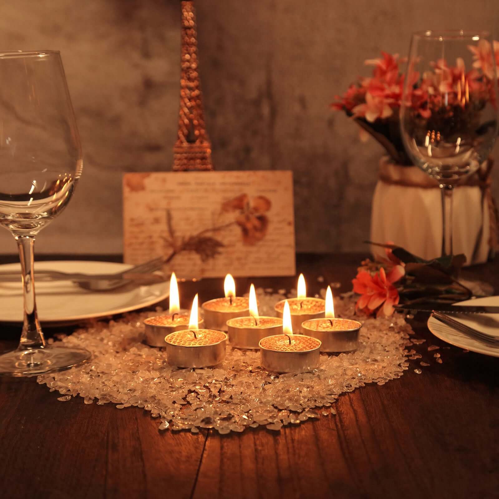 9-Pack Tealight Candles Metallic Rose Gold Textured Design - Unscented Dripless Wax for Events