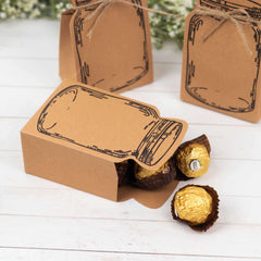 25 Pack Natural Mini Mason Jar Shaped Paper Party Favor Boxes With Jute Rope Ties, Candy Gift Boxes - 5"x3"