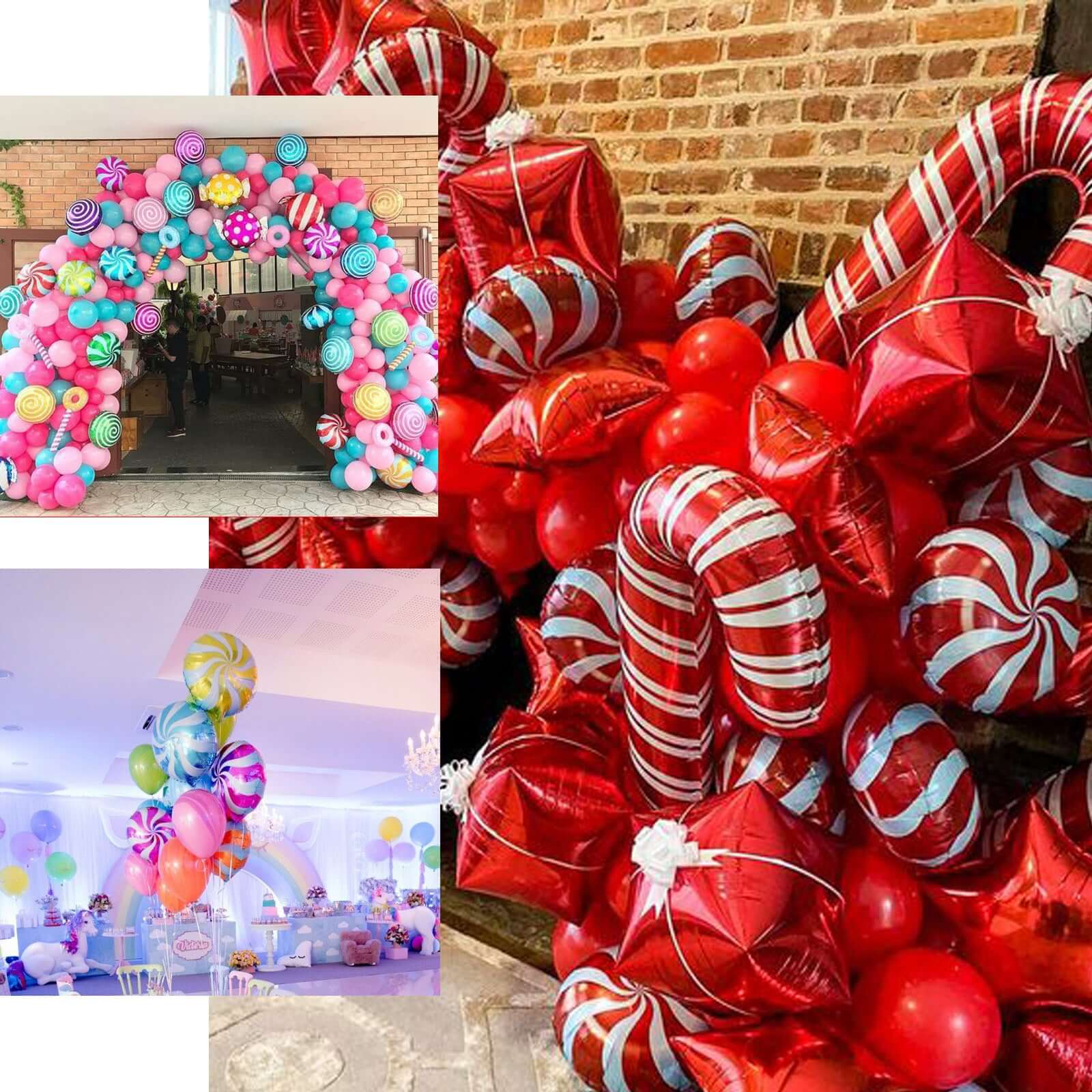 5 Pack 13" Candy Striped Swirl Print Mylar Foil Helium Air Balloons