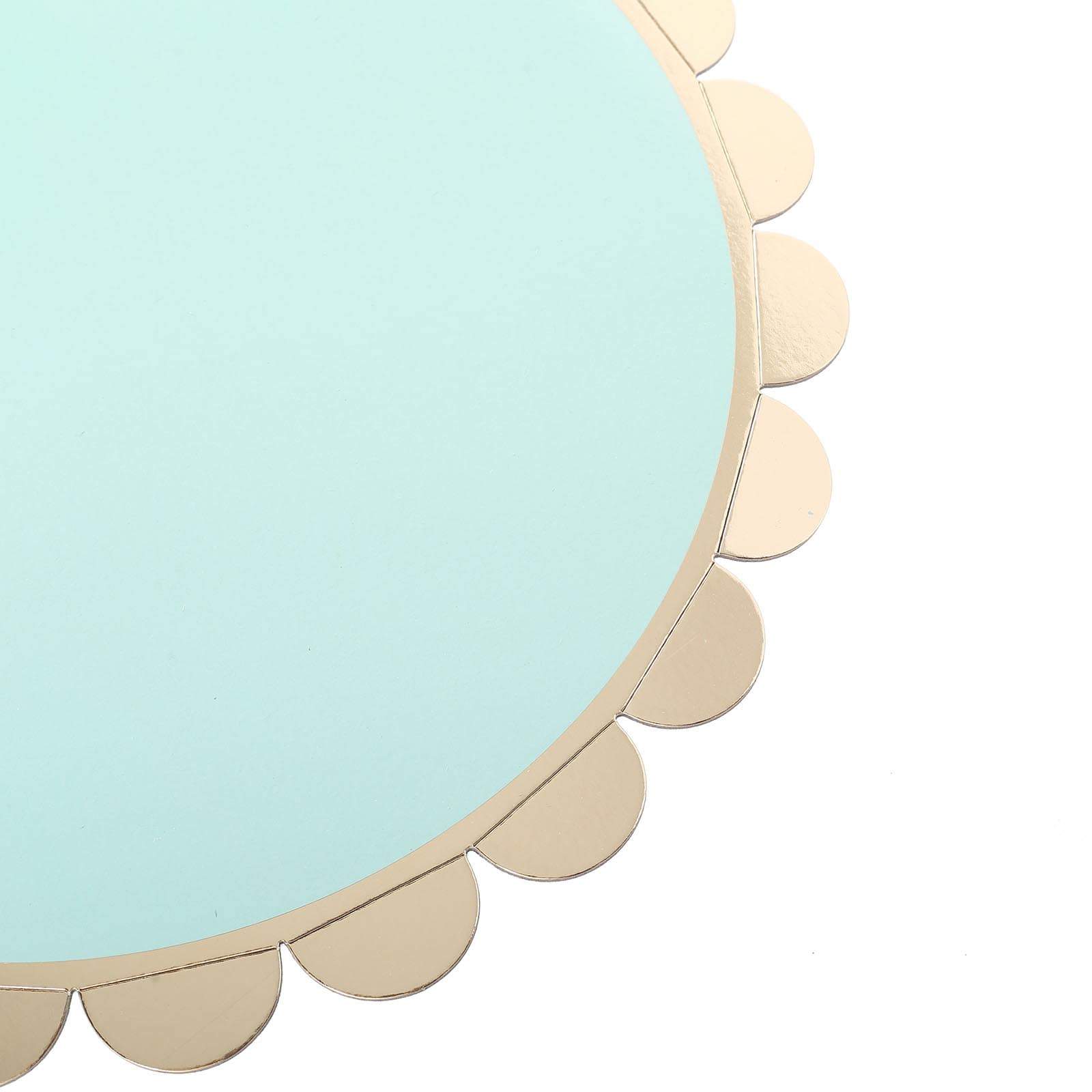 1-Tier Cardboard Cake Stand Mint - Stylish Reusable Cupcake Dessert Holder with Gold Scalloped Rim for Baby Showers Birthdays & Events 13"
