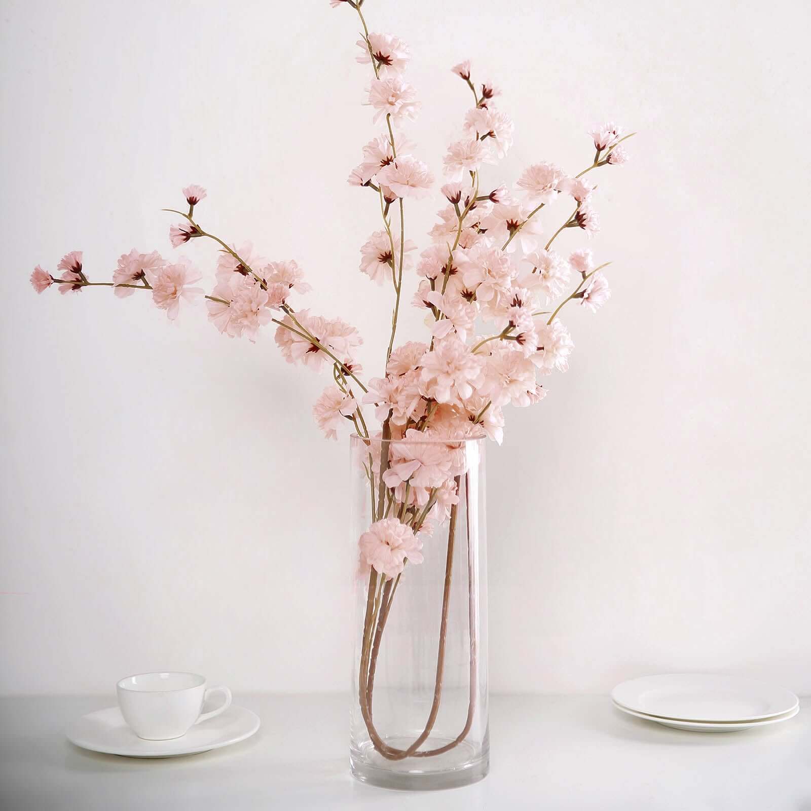 2 Branches 42" Tall Blush Artificial Silk Carnation Flower Stems