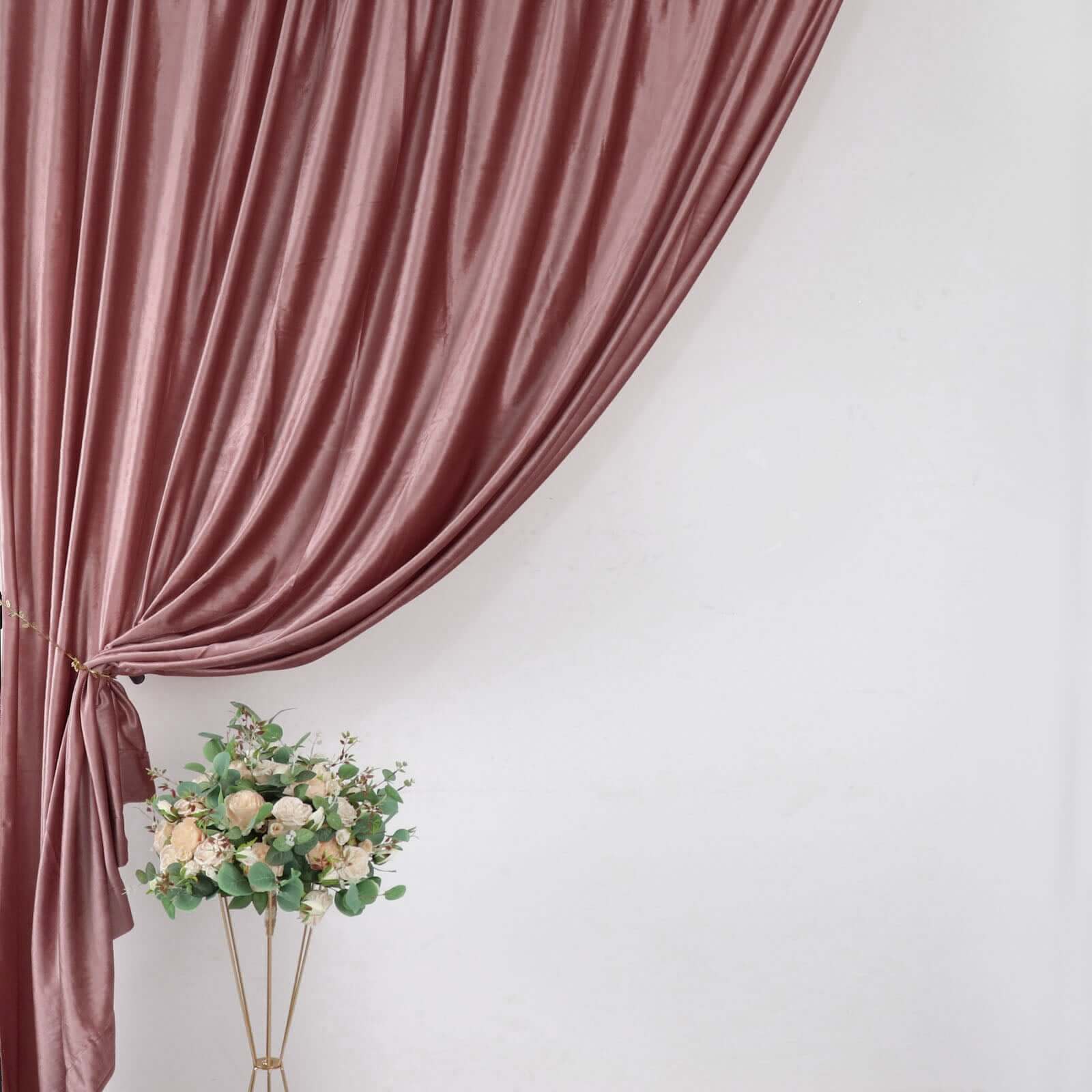 8ftx8ft Dusty Rose Premium Smooth Velvet Event Curtain Drapes, Privacy Backdrop Event Panel with Rod Pocket