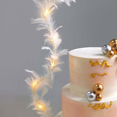 Ostrich Feather Cake Topper with LED Light Up Design - Real Feather Wedding Cake Decor 35"