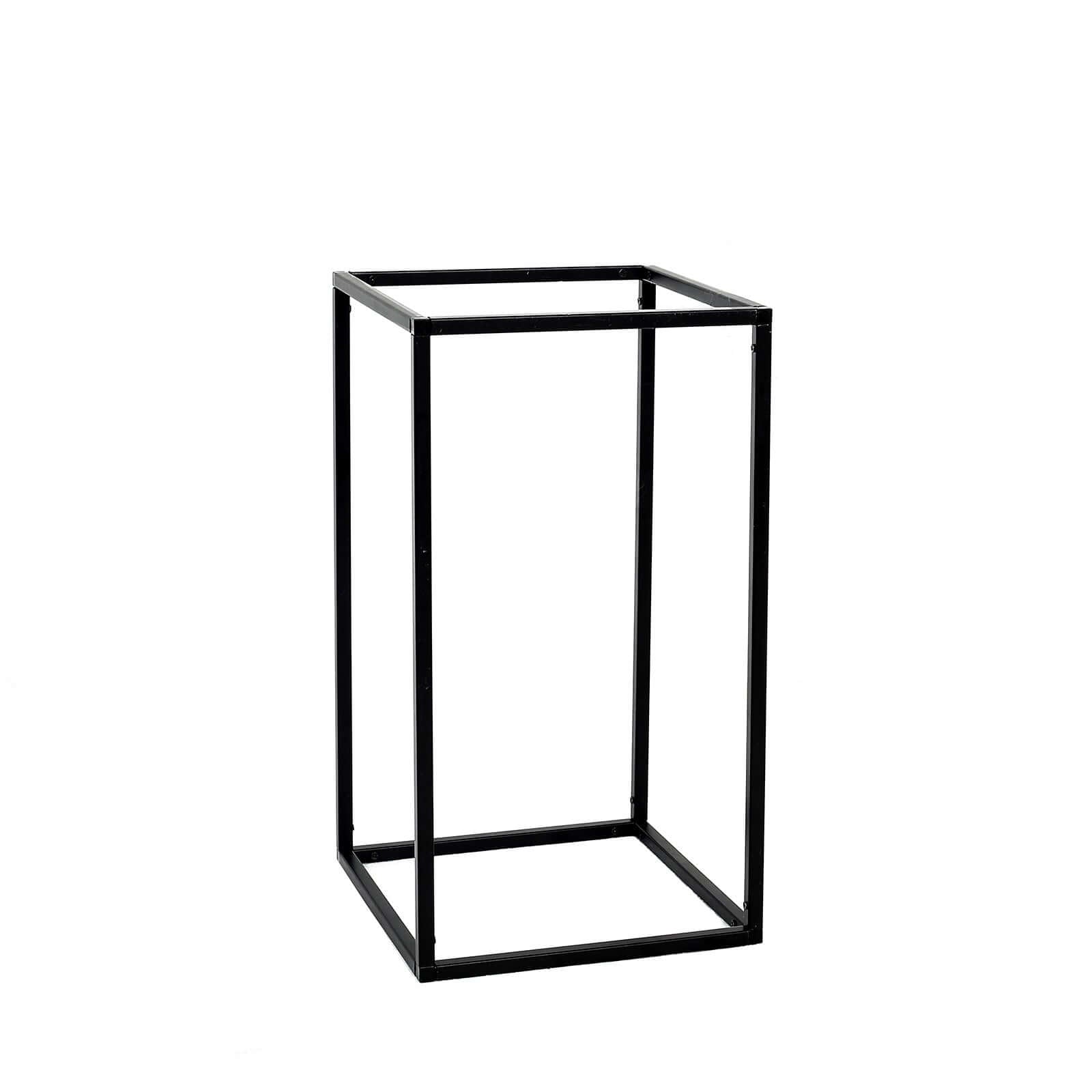 2-Pack Wedding Flower Stand Matte Black Metal Geometric Column Frame Rectangular - Versatile Floral Pedestal for Sophisticated Arrangements 16"