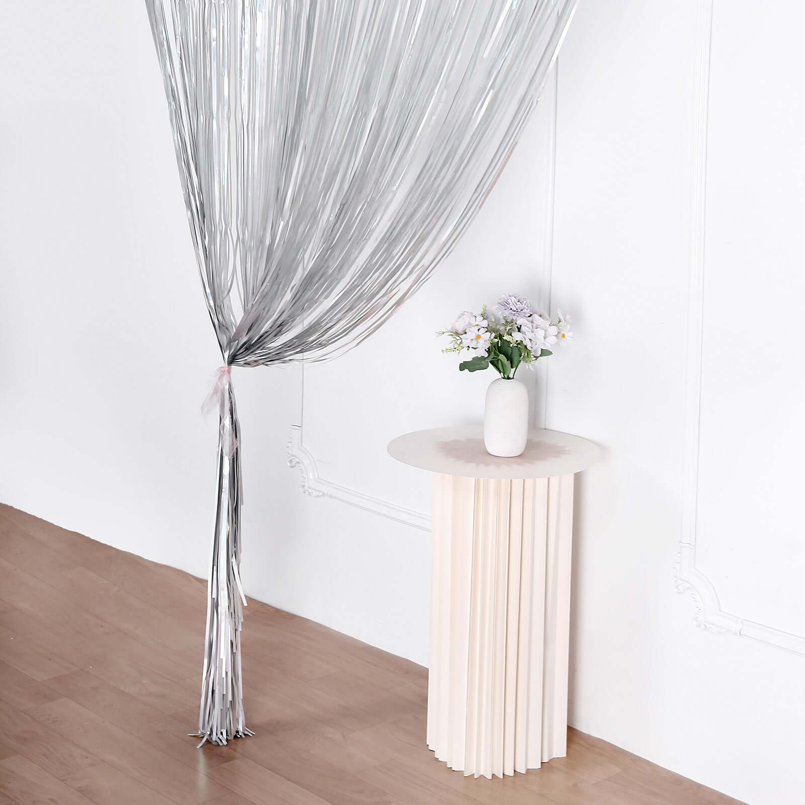 8ft Iridescent Metallic Tinsel Foil Fringe Doorway Curtain Party Backdrop