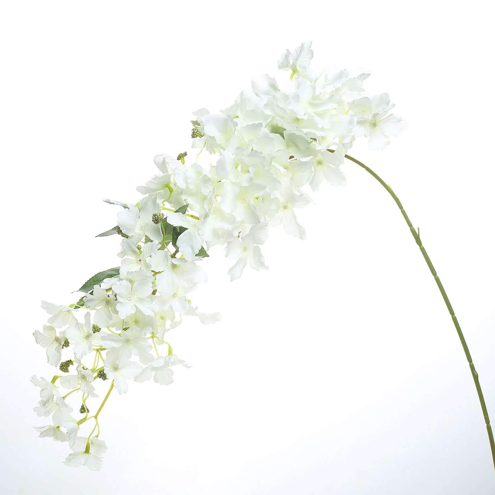 4 Stems 41" Tall White Artificial Silk Hydrangea Flower Branches